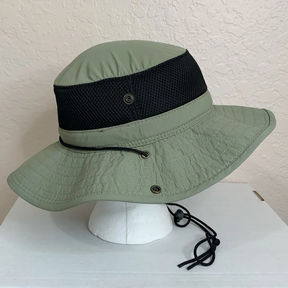 Dorfman Pacific Co Authentic Mesh Boonie Outdoor Bucket‎ Hat Gray Green medium